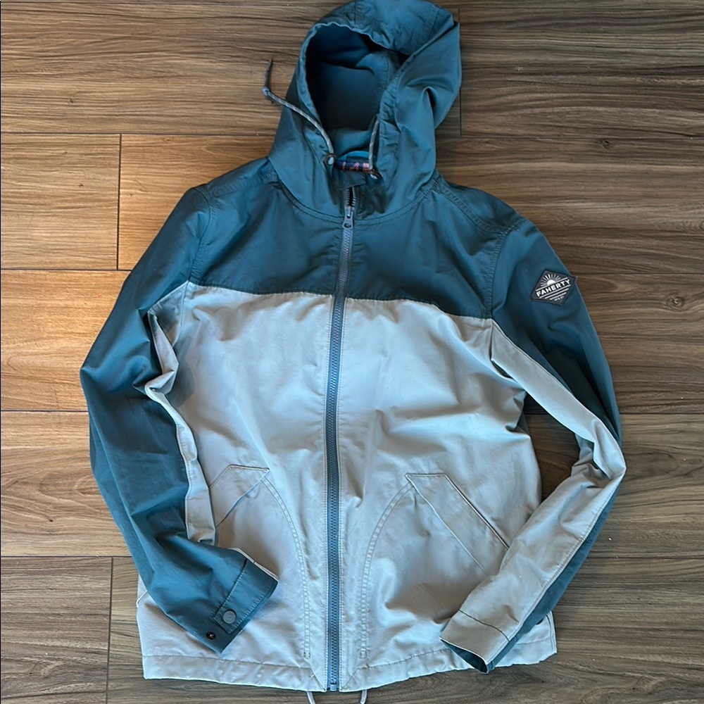 Teal Hooded Jacket with Patterned Lining